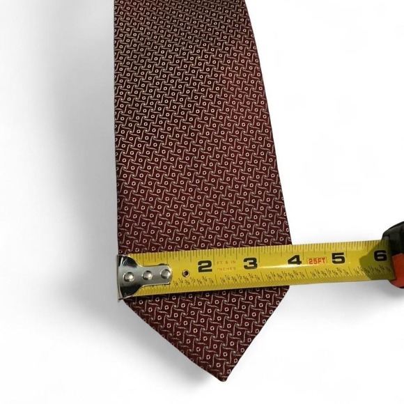 Giorgio Armani Silk Tie Mens OS Burgundy Geometric Made In Italy Excellent - Picture 5 of 7